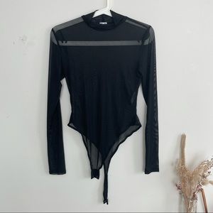 Sheer Mock neck Bodysuit